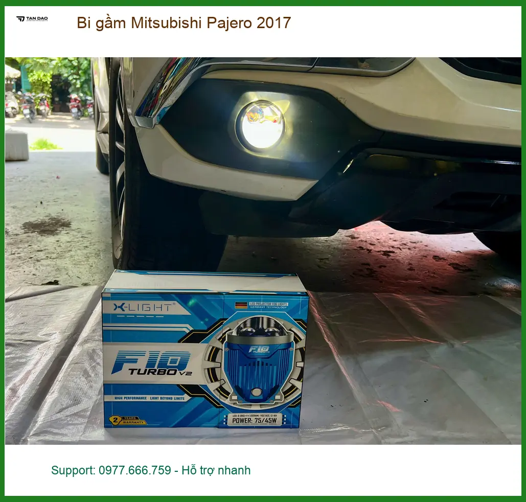 Anh Khải độ bi gầm Mitsubishi Pajero 2017 tại Thủ Đức, khắc phục đèn yếu ảnh thực tế 2