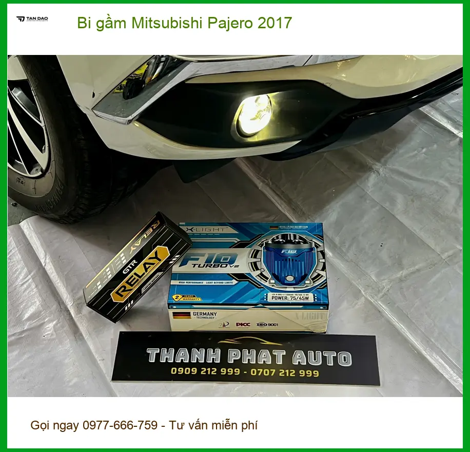 Anh Khải độ bi gầm Mitsubishi Pajero 2017 tại Thủ Đức, khắc phục đèn yếu ảnh thực tế 4