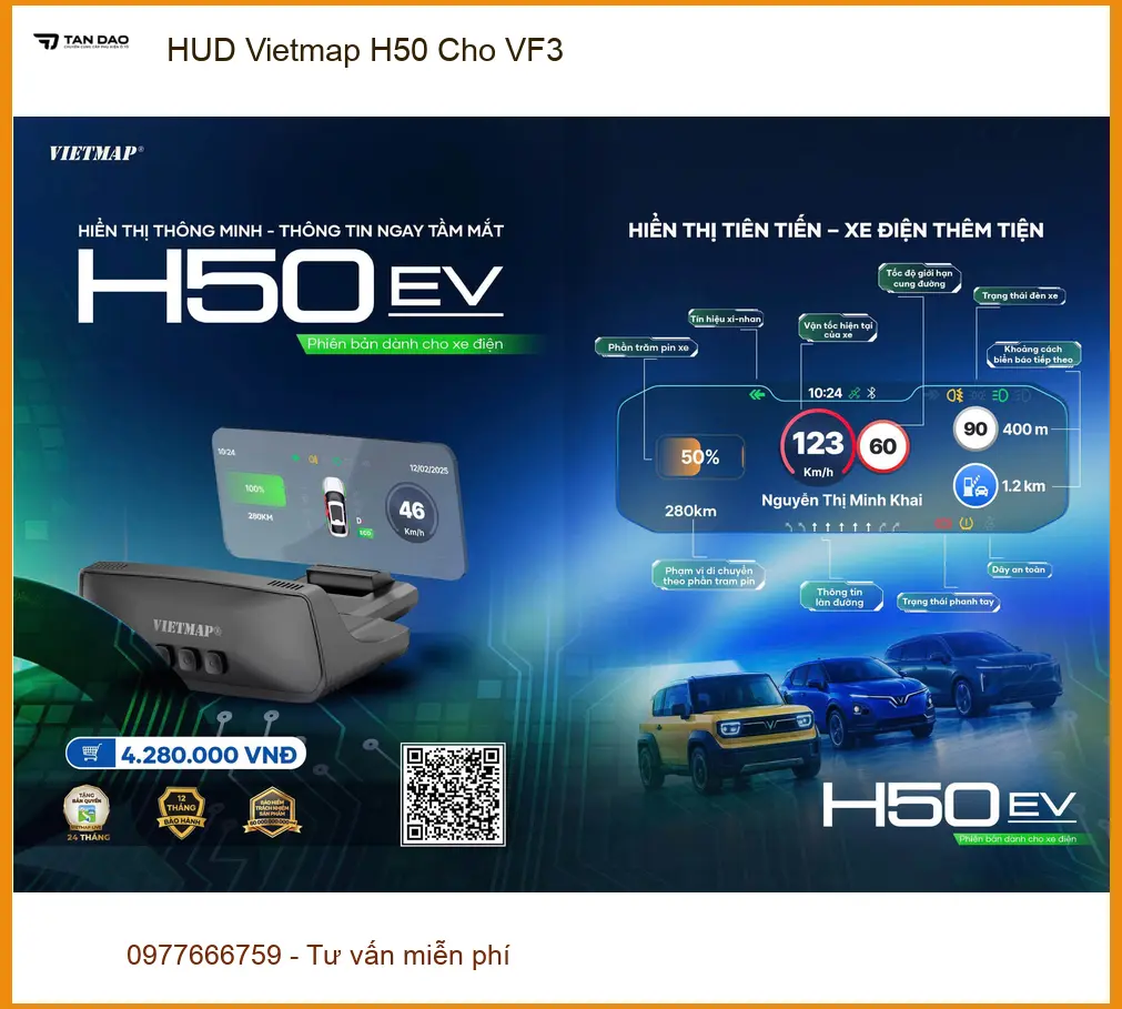 Anh Sơn lắp HUD Vietmap H50 cho VF3 tại Quận 9 để tăng tính an toàn khi di chuyển