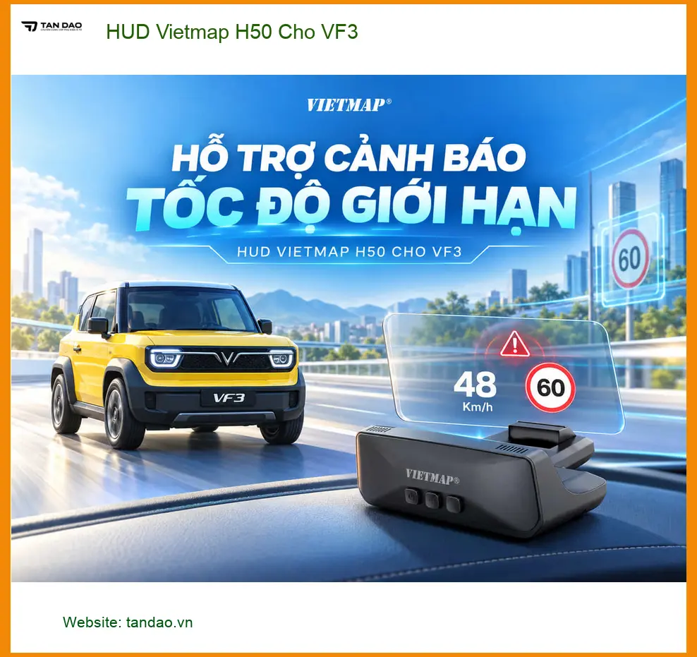 Anh Sơn lắp HUD Vietmap H50 cho VF3 tại Quận 9 để tăng tính an toàn khi di chuyển ảnh thực tế 2