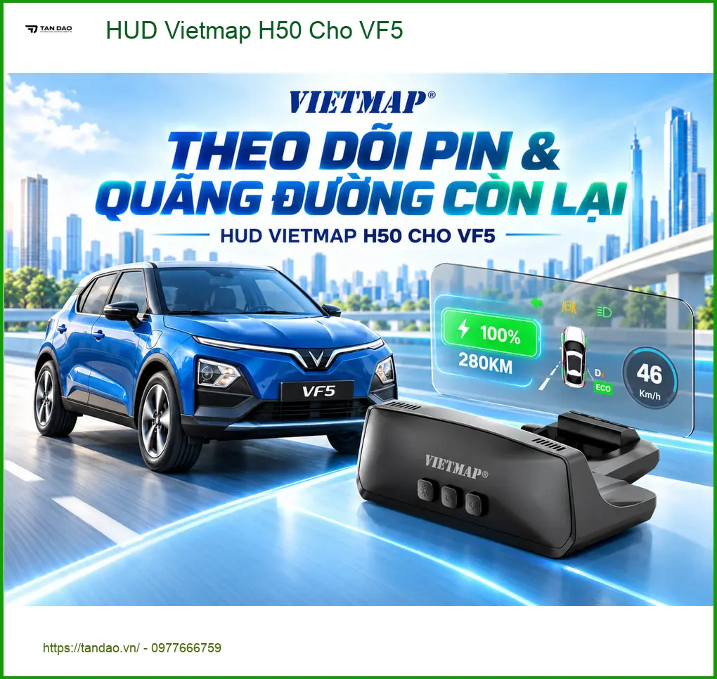 Anh Long lắp HUD Vietmap H50 cho VinFast VF5 tại Quận 12 quan sát lái tiện lợi ảnh thực tế 2