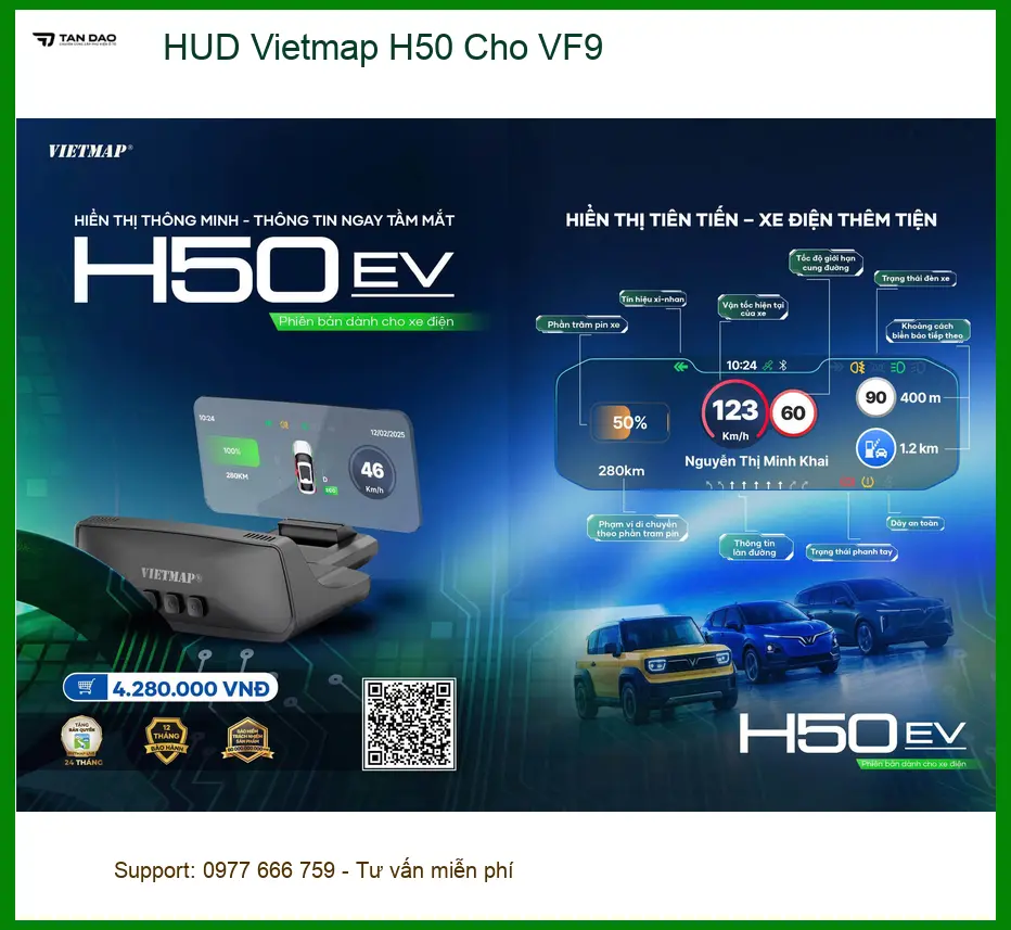 Anh Khải lắp HUD Vietmap H50 cho VinFast VF9 tại Thủ Đức để lái xe an toàn hơn ảnh thực tế 2
