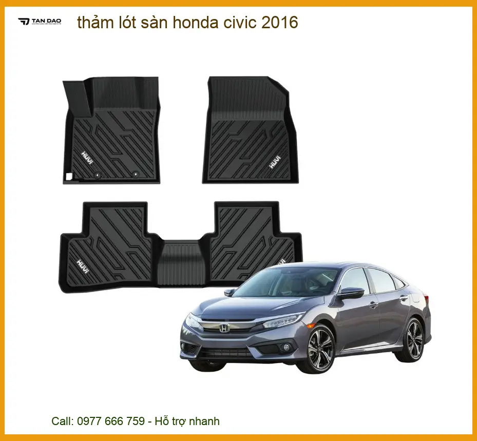 Thảm Lót Sàn Cao Su Honda Civic 2016 - Địa Chỉ Lắp Đặt Uy Tín TPHCM