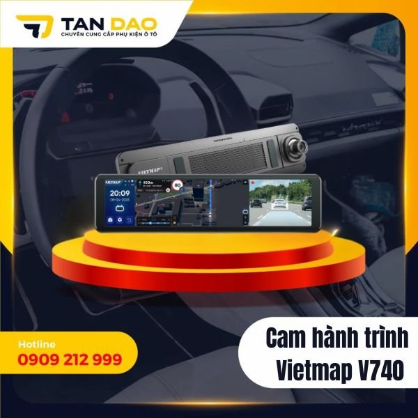 Camera Hành Trình Vietmap V740 – Màn Hình Gương Android, Camera Trước Sau