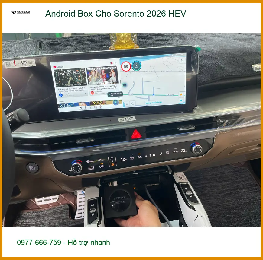 Chị Thảo gắn Android Box cho Sorento 2026 HEV ở Quận 9 để giải trí.