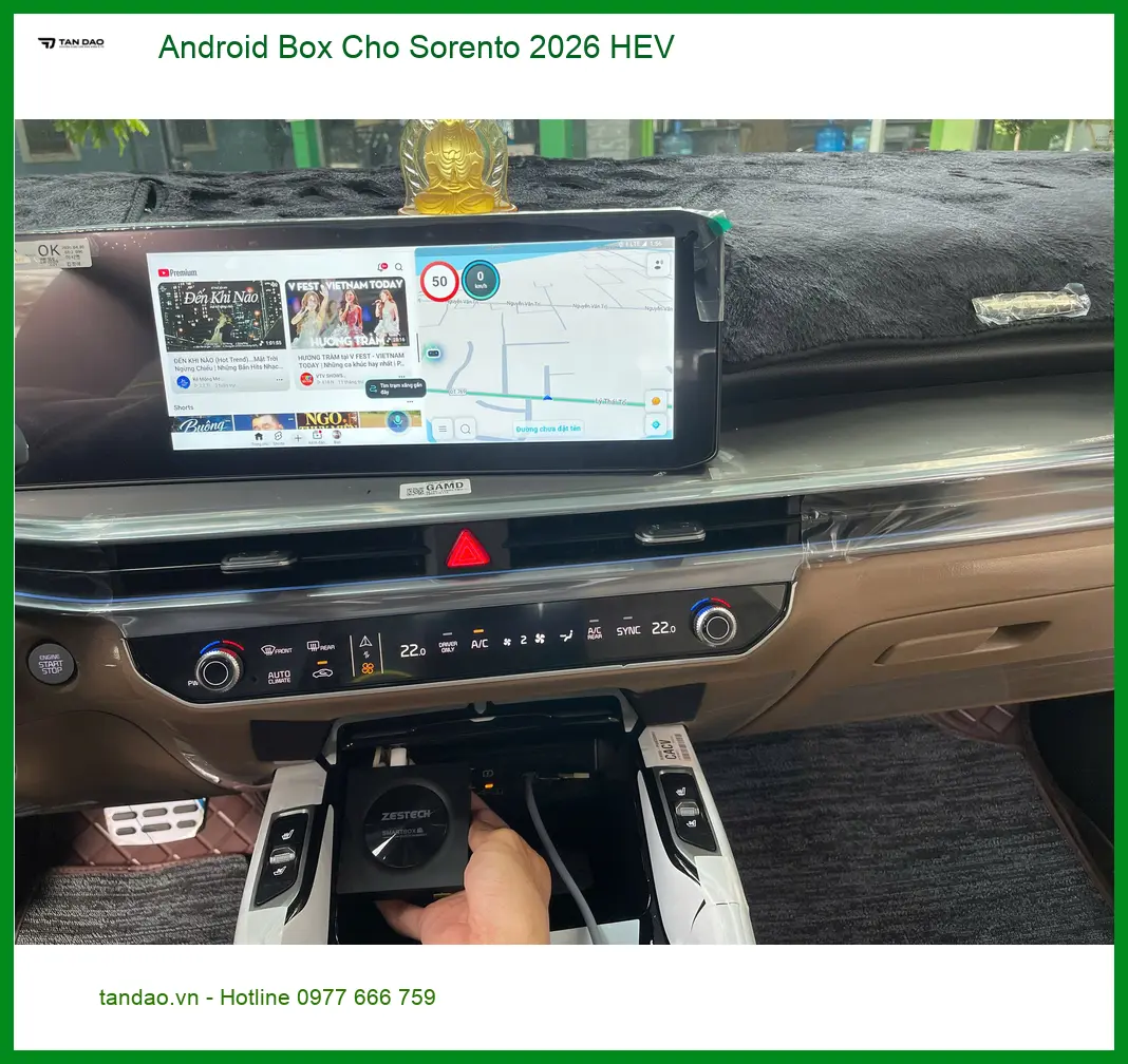 Chị Thảo gắn Android Box cho Sorento 2026 HEV ở Quận 9 để giải trí. ảnh thực tế 2