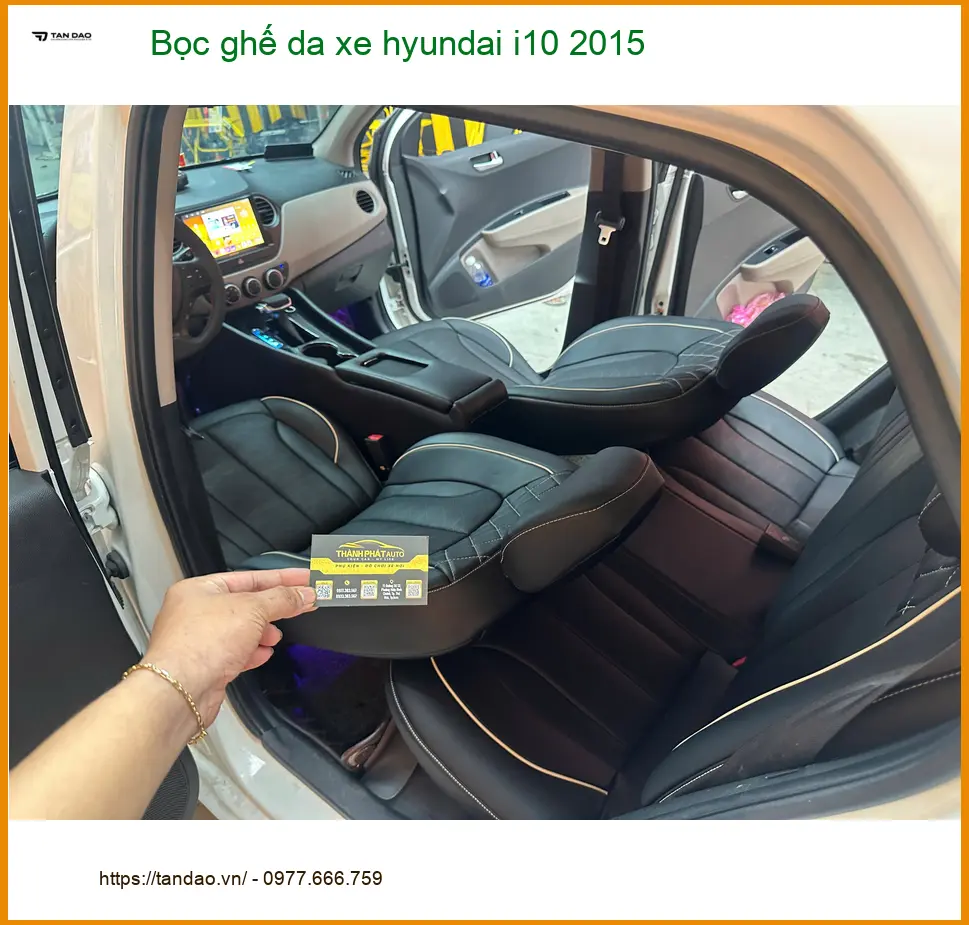 Chị Thảo bọc ghế da xe Hyundai i10 2015 tại Quận Huyện Nhà Bè để nội thất mới ảnh thực tế 4