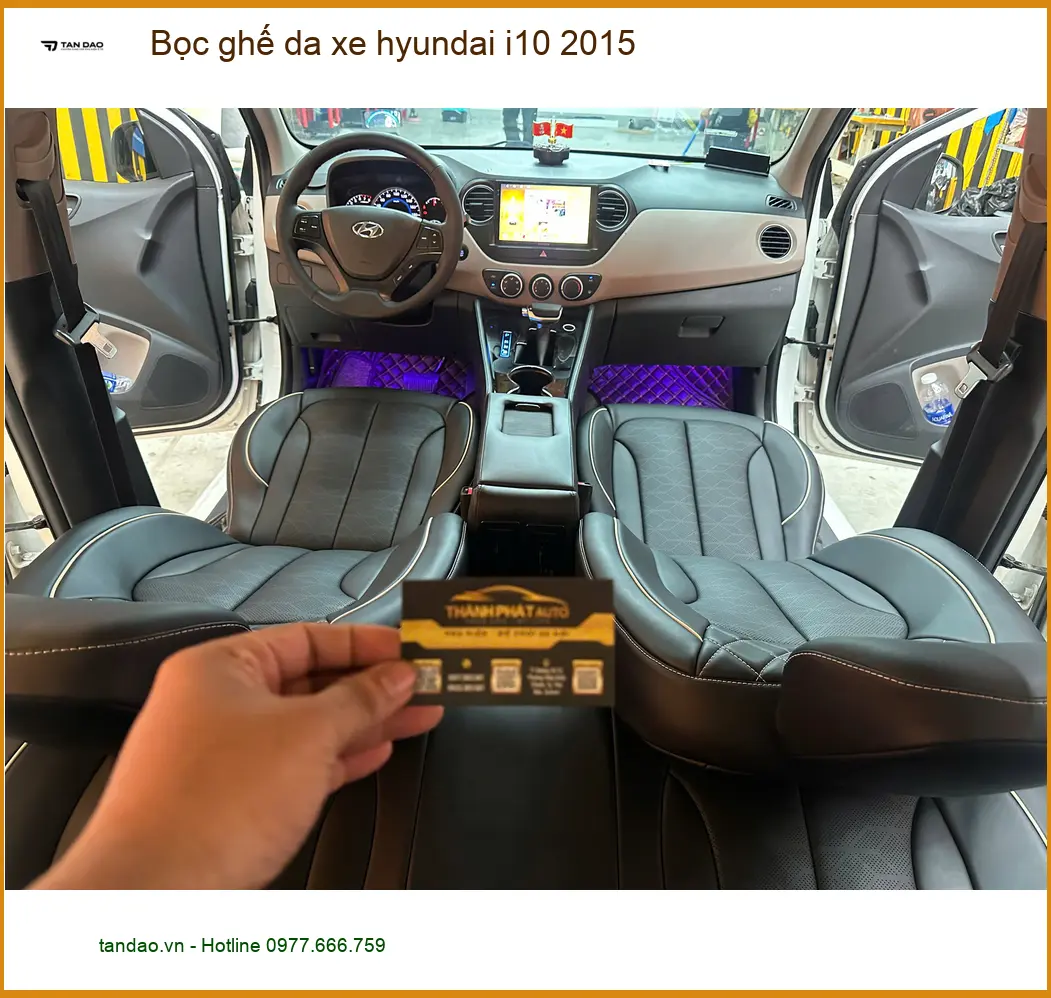 Anh Khải bọc ghế da Hyundai i10 2015 tại Gò Vấp vì ghế cũ xuống cấp, cần thay mới. ảnh thực tế 4