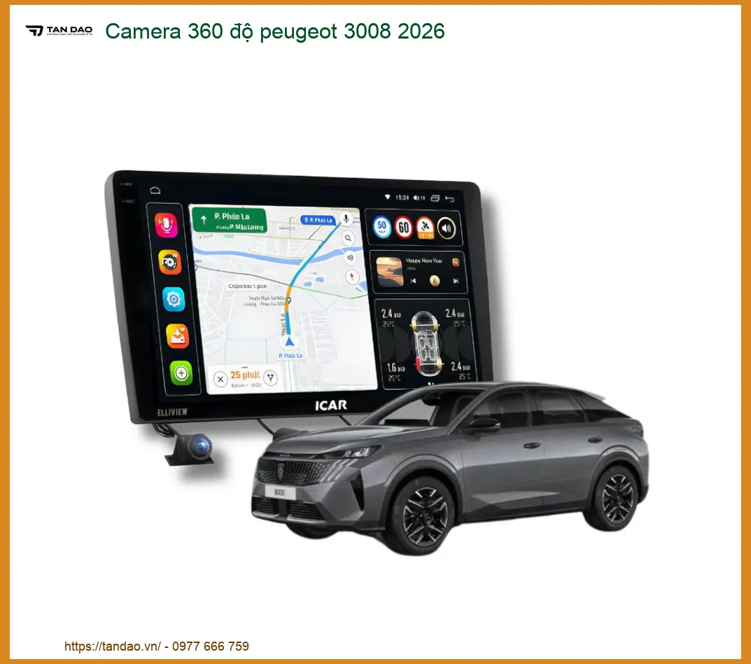 Camera 360 độ Peugeot 3008 2026 - Trung Tâm Lắp Đặt Uy Tín TPHCM