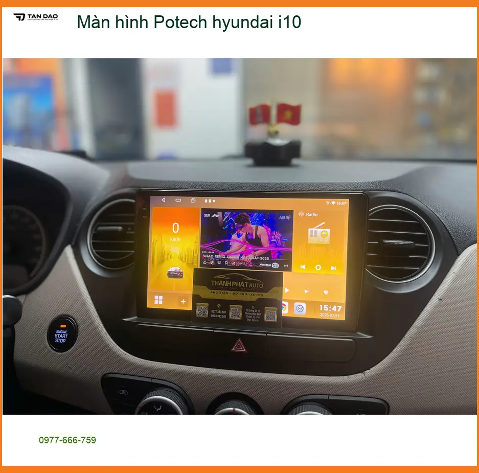 Anh Trường lắp màn hình Potech Hyundai i10 ở Bình Chánh để tăng tiện ích ảnh thực tế 2
