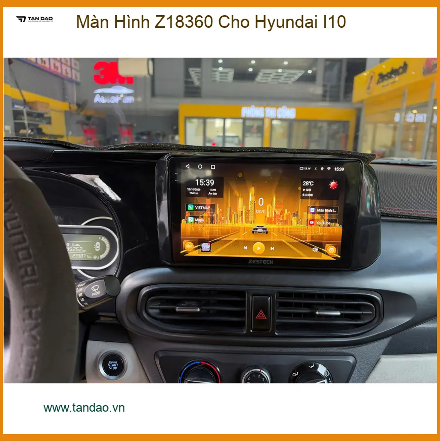 Anh Kiên lắp Màn Hình Z18360 cho Hyundai I10 tại Quận 9 để xe thêm hiện đại