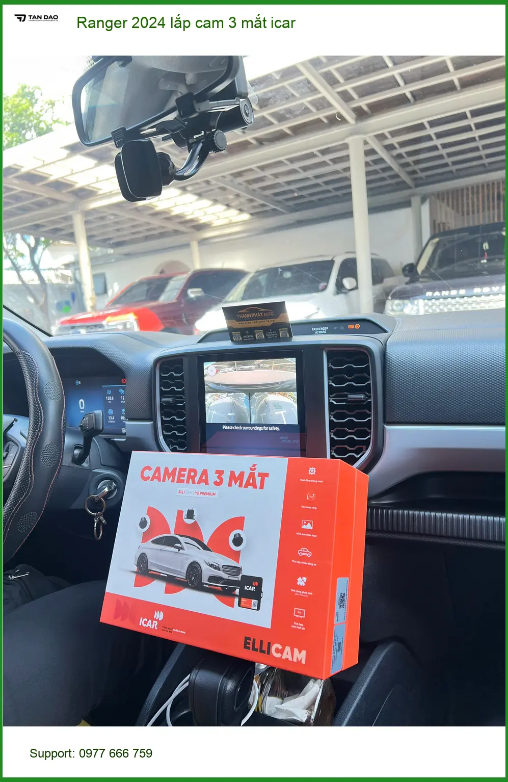 Chú Sáng lắp cam 3 mắt ICAR cho Ranger 2024 tại Quận 9 để lái xe an toàn hơn