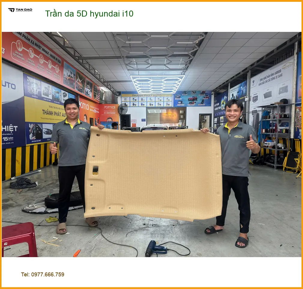 Bác Hiền bọc trần da 5D Hyundai i10 tại Quận 4 cho nội thất sang trọng ảnh thực tế 4